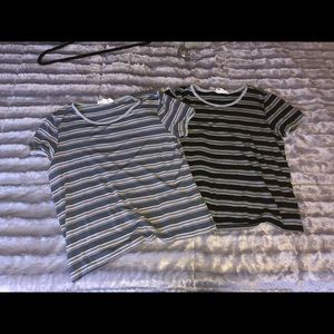 slightly cropped striped tee